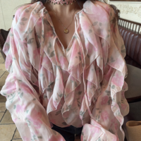 Fashionable and simple ruffled long-sleeved shirt - Thumbnail 5