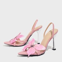 Pink Butterfly Heeled Sandals - Thumbnail 2