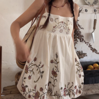 Embroidered Holiday Short Slip Dress - Thumbnail 1