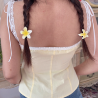 Square neck lace top high waist slim fit camisole - Thumbnail 1