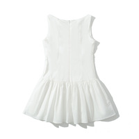 Fashionable and simple slim fit embroidered sleeveless front button dress - Thumbnail 1