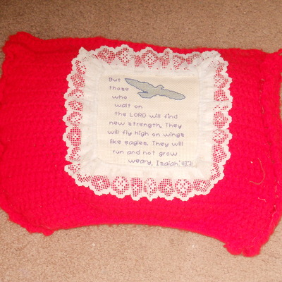 Crochet cross stitch pillow isaiah 