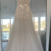 Light Champagne Tulle Lace Beach Wedding Dress - Thumbnail 1
