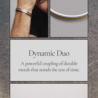 His stainless steel two tone chain reaction bangle - final sale