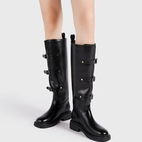 New urban style stitching Maillard high boots slim knight boots 2 colors - Thumbnail 1