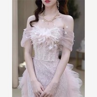 Toast Dress Bridal One Shoulder 2025 New Engagement Dress for Women, High Grade Light Luxury,Evening Dress
 - Thumbnail 1