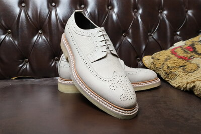 Crafted Leather Handmade Men Genuine Grain Leather Wingtip Oxford Lace up Dress Shoes