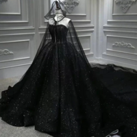 Mermaid Shiny Strapless Black Sequin Princess Prom Dresses - Thumbnail 1