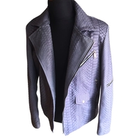 Amethyst Smoke Snakeskin Leather Jacket - Thumbnail 1