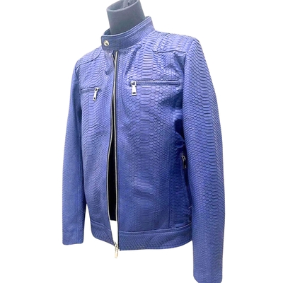 Blue snakeskin leather jacket