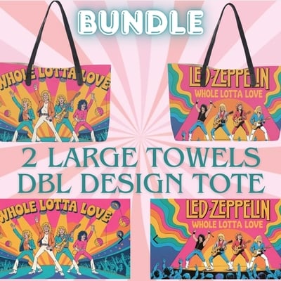 The “whole lotta rock” bundle– 2 rock towels + leather-look tote