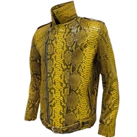 Yellow Snakeskin Leather Jacket - Thumbnail 1
