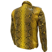 Yellow Snakeskin Leather Jacket - Thumbnail 2