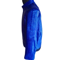 Blue Python Leather Jacket - Thumbnail 1