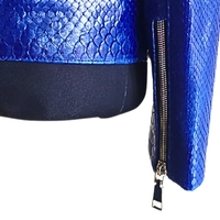 Blue Python Leather Jacket - Thumbnail 5