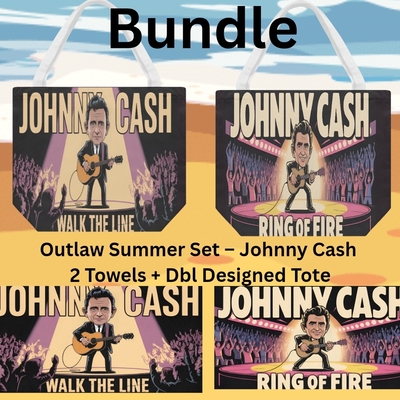 Rock n roll  beach bundle- 2 towels &  tote dbl sded. 2 designs