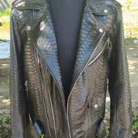 Black Snakeskin Leather Jacket Mens Outfit - Thumbnail 2