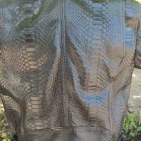 Black Snakeskin Leather Jacket Mens Outfit - Thumbnail 3