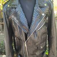 Black Snakeskin Leather Jacket Mens Outfit - Thumbnail 5
