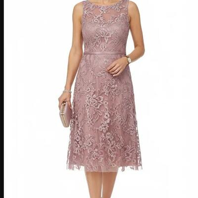 Elegant sheath lace tea-length mother of the bride/ groom dresses formal evening dress