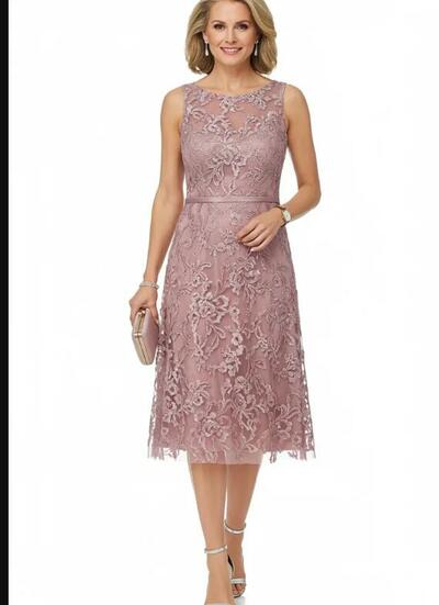 Elegant Sheath Lace Tea-length Mother Of The Bride/ Groom Dresses Formal Evening Dress