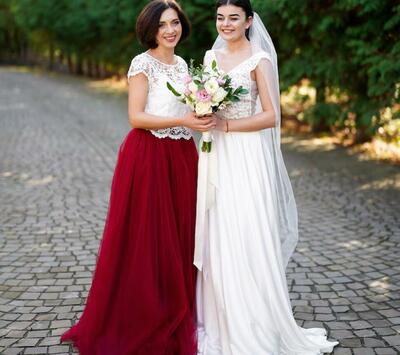 Two Pieces Lace Tulle Mother Of The Bride/ Groom Dresses Formal Evening Dress