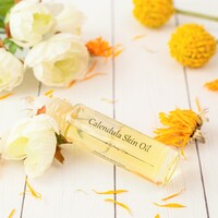 Organic Calendula Beauty Oil Serum Roller, Vegan Dry Skin Care - Thumbnail 1