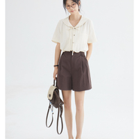 Summer lapel tie-up blouses - Thumbnail 2