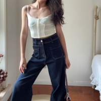 Buckled Camisole Vest Waisted Ultra Short Navel Exposed Knit Top - Thumbnail 2