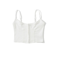 Buckled Camisole Vest Waisted Ultra Short Navel Exposed Knit Top - Thumbnail 3
