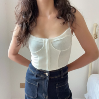 Buckled Camisole Vest Waisted Ultra Short Navel Exposed Knit Top - Thumbnail 1