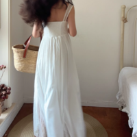 Lace stitching sexy suspender dress waist pleated backless tube top long skirt - Thumbnail 2