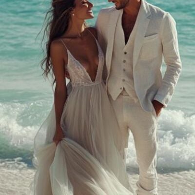 Lace wedding dress, beach boho bridal dress bridal gown