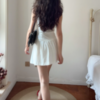 Casual single-breasted slim-fit lace trim sleeveless dress - Thumbnail 1