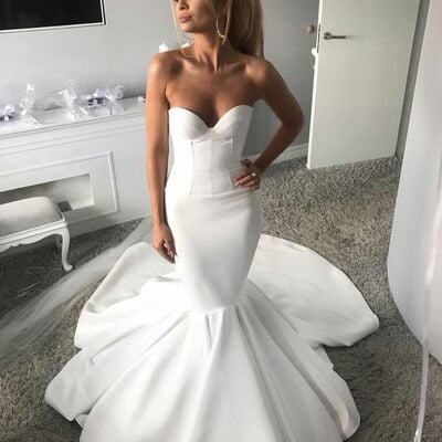 Mermaid wedding dress, beach boho bridal dress bridal gown