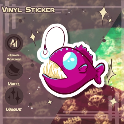 Deep sea creatures: angelica the angler fish | vinyl stickers