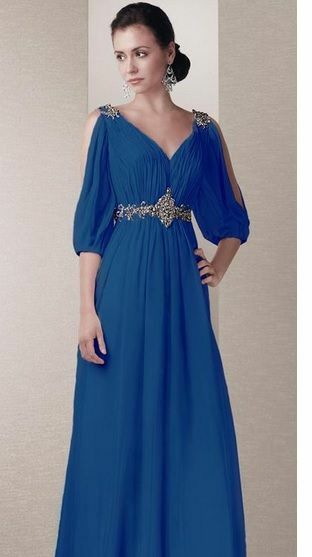 Royal Blue A Line Chiffon Mother Of The Bride/ Groom Dresses Formal Evening Dress