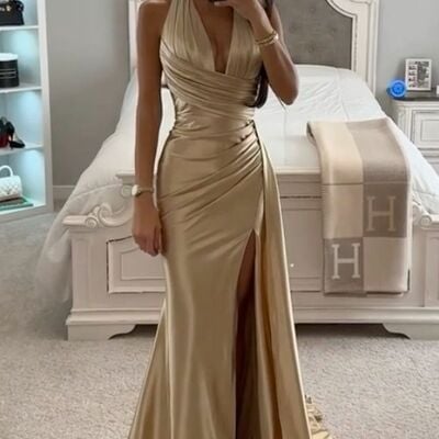 Simple sheath side slit mother of the bride/ groom dresses formal evening dress