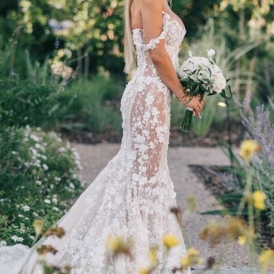 Sexy mermaid lace wedding dress, appliques bridal dress bridal gown