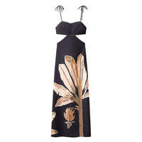 Casual style off-waist tie-waist printed dress - Thumbnail 2