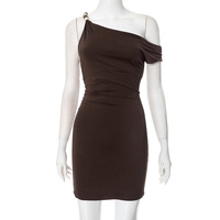 Asymmetric Fitted Hip Mini Dress - Thumbnail 9