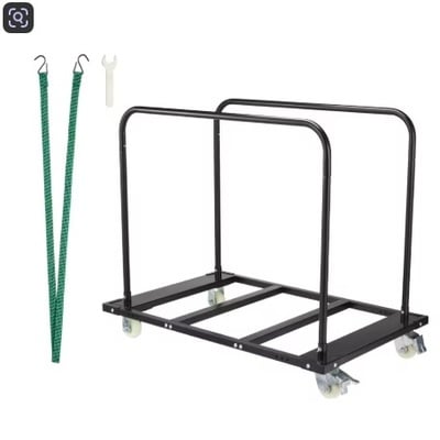 Heavy-duty folding table & drywall cart – 1500 lb capacity steel panel truck with wheels | adjustable utility trolley for garage, home, office, events