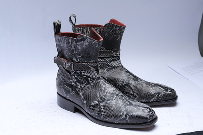 Crafted Leather Handmade Men Python Leather Buckle Strap Jodhpur Boot