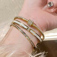 Luxury Titanium Steel Gold Silver Color Bangles for Women Girls  - Thumbnail 2