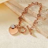 Fashion Love stainless steel jewelry personality OT buckle high sense titanium steel bracelet women - Thumbnail 2