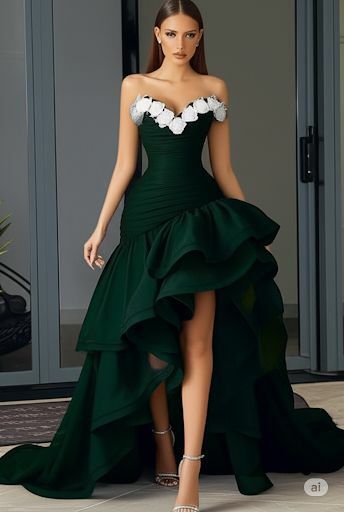 Black Prom Dresses Ball Gown 3D Handmade Flowers Evening Gowns Formal Party Gowns
