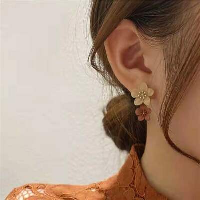 Vintage sweet large flower earrings for women girls