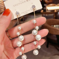 Fashion Simulation Pearl Long Earrings For Women Girls - Thumbnail 2