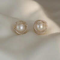 Fashion Shiny Imitation Pearl Stud Earrings for Women Girls - Thumbnail 2