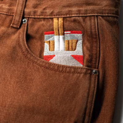 🚬​ pocket embroidery straint pants